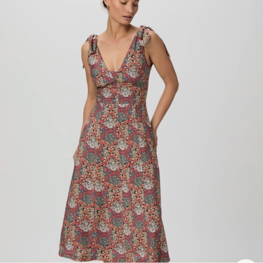 PAIGE Orange and Brown Sleeveless V-Neck Sundress
